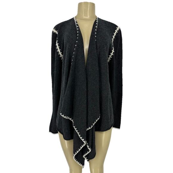 Johnny Was Small Whipstitch Wool Cashmere Open Front Sweater Long Sleeve BD1 - Picture 1 of 7